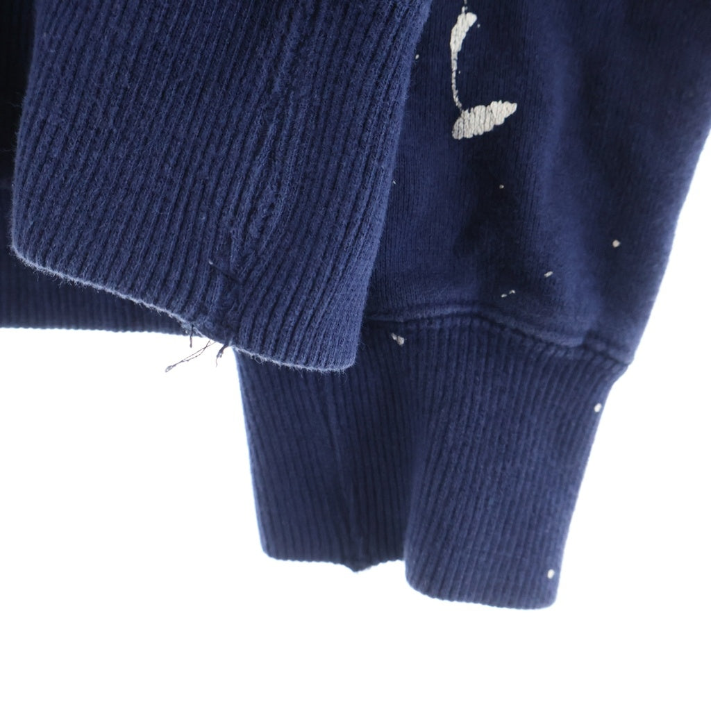 COMME des GARCONS HOMME(コムデギャルソンオム) 12SS AD2011 カモ柄ドッキング切替 ペイント加工 ジップアップ フーデッドパーカー ネイビー HI-T010