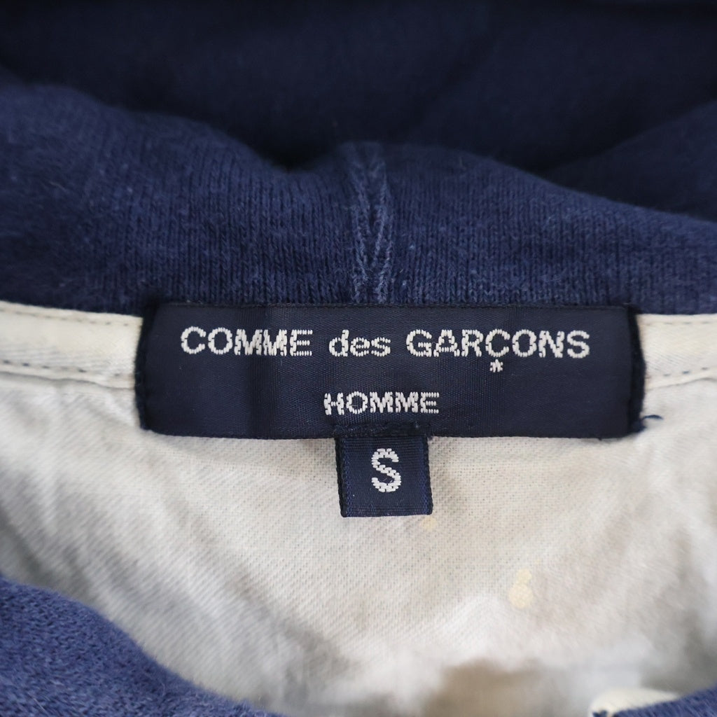 COMME des GARCONS HOMME(コムデギャルソンオム) 12SS AD2011 カモ柄ドッキング切替 ペイント加工 ジップアップ フーデッドパーカー ネイビー HI-T010