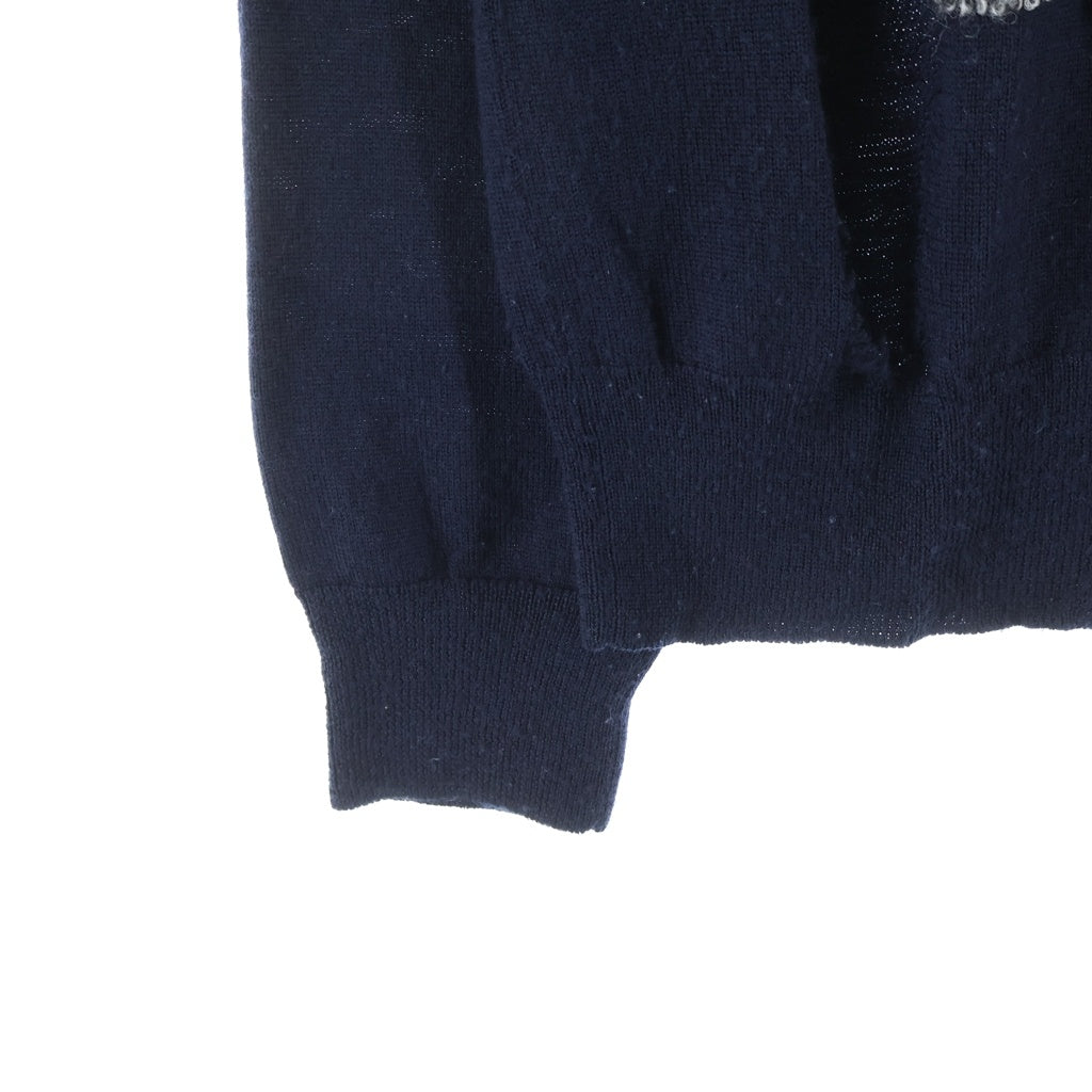 COMME des GARCONS JUNYA WATANABE MAN(コムデギャルソンジュンヤワタナベマン) 14AW AD2014 ウールパッチ切替 ダメージ加工 Vネックニット ネイビー WN-N001