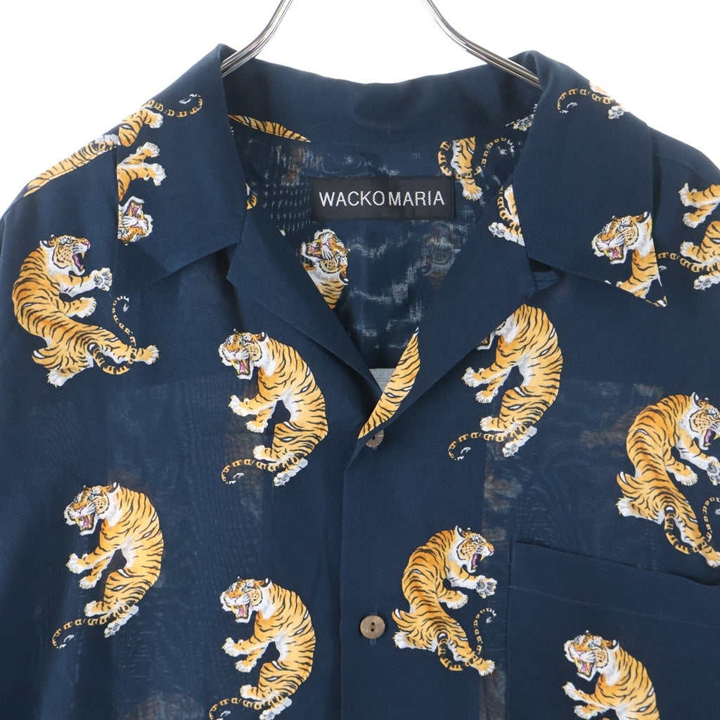 WACKO MARIA(ワコマリア) 26SS ×TIM LEHI HAWAIIAN SHIRT S/S TYPE-2 ティムリーハイ タイガープリント 半袖 ハワイアンシャツ ネイビー 26SS-WMS-HI04
