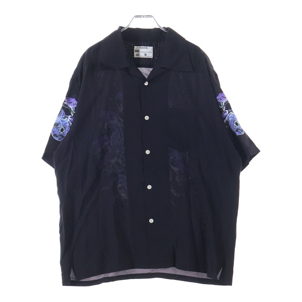 NEXUS7(ネクサスセブン) ×HAMADARAKA HAWAIIAN SHIRT YAMATANO OROCHI ハマダラカ ヤマタノオロチ 半袖 ハワイアンシャツ ブラック RCS-NAE-S0D