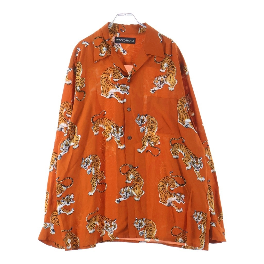 WACKO MARIA(ワコマリア) 26SS ×TIM LEHI HAWAIIAN SHIRT L/S TYPE-3 ティムリーハイ タイガープリント 長袖 ハワイアンシャツ オレンジ 26SSE-WMS-HI05