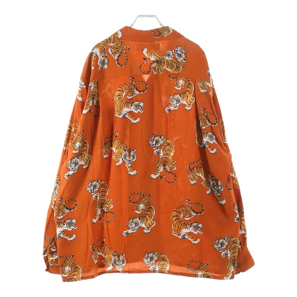 WACKO MARIA(ワコマリア) 26SS ×TIM LEHI HAWAIIAN SHIRT L/S TYPE-3 ティムリーハイ タイガープリント 長袖 ハワイアンシャツ オレンジ 26SSE-WMS-HI05