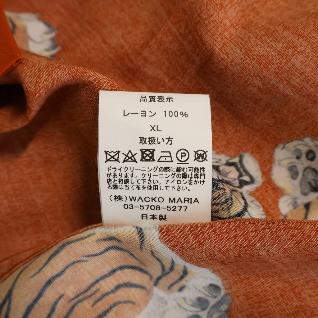 WACKO MARIA(ワコマリア) 26SS ×TIM LEHI HAWAIIAN SHIRT L/S TYPE-3 ティムリーハイ タイガープリント 長袖 ハワイアンシャツ オレンジ 26SSE-WMS-HI05