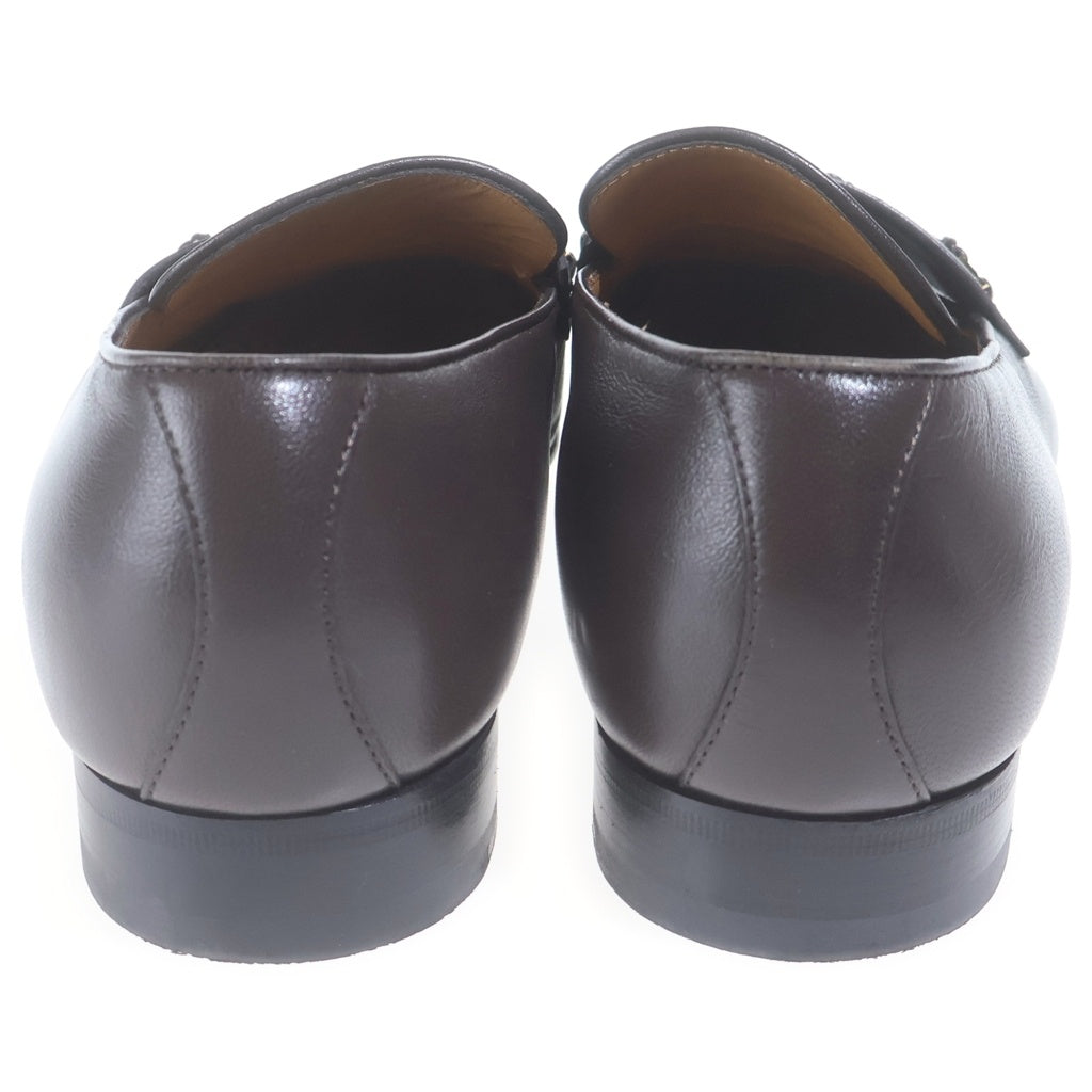 GUCCI(グッチ) ダブルGゴールド金具 レザー コインローファー ブラウン 738468