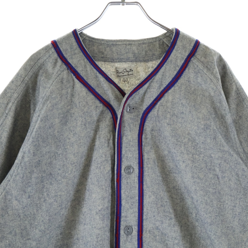VINTAGE(ヴィンテージ) 60S VINTAGE FRED SINGTON ヴィンテージ フレッドシントン 猫目ボタン マチ付き ウール ベースボールシャツ グレー