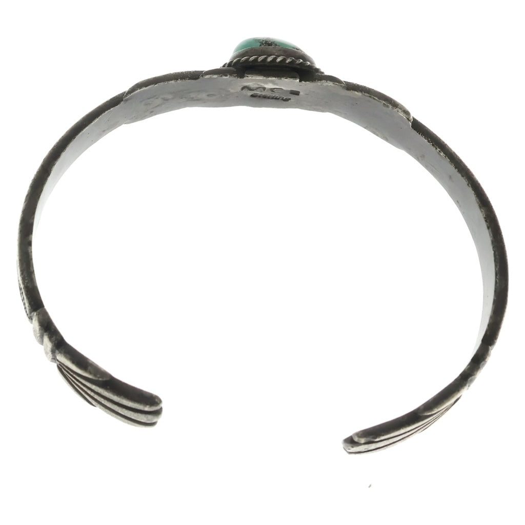 INDIAN JEWELRY(インディアンジュエリー) NAVAJO ナバホ族 トップターコイズ スタンプワーク ブレスレット バングル シルバー