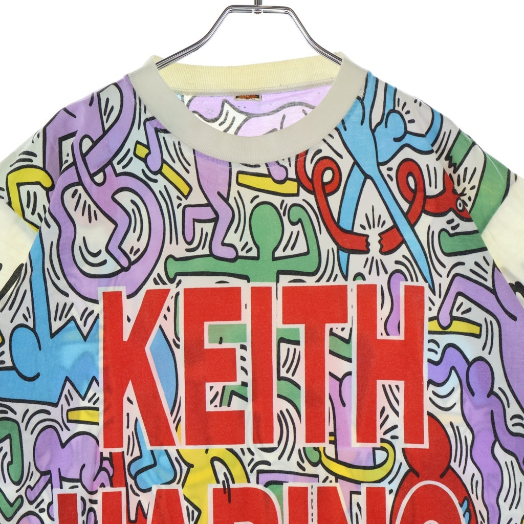 VINTAGE(ヴィンテージ) 90S VINTAGE KEITH HARING XOX ヴィンテージ キースヘリング 総柄プリント クルーネック半袖Tシャツ カットソー マルチ