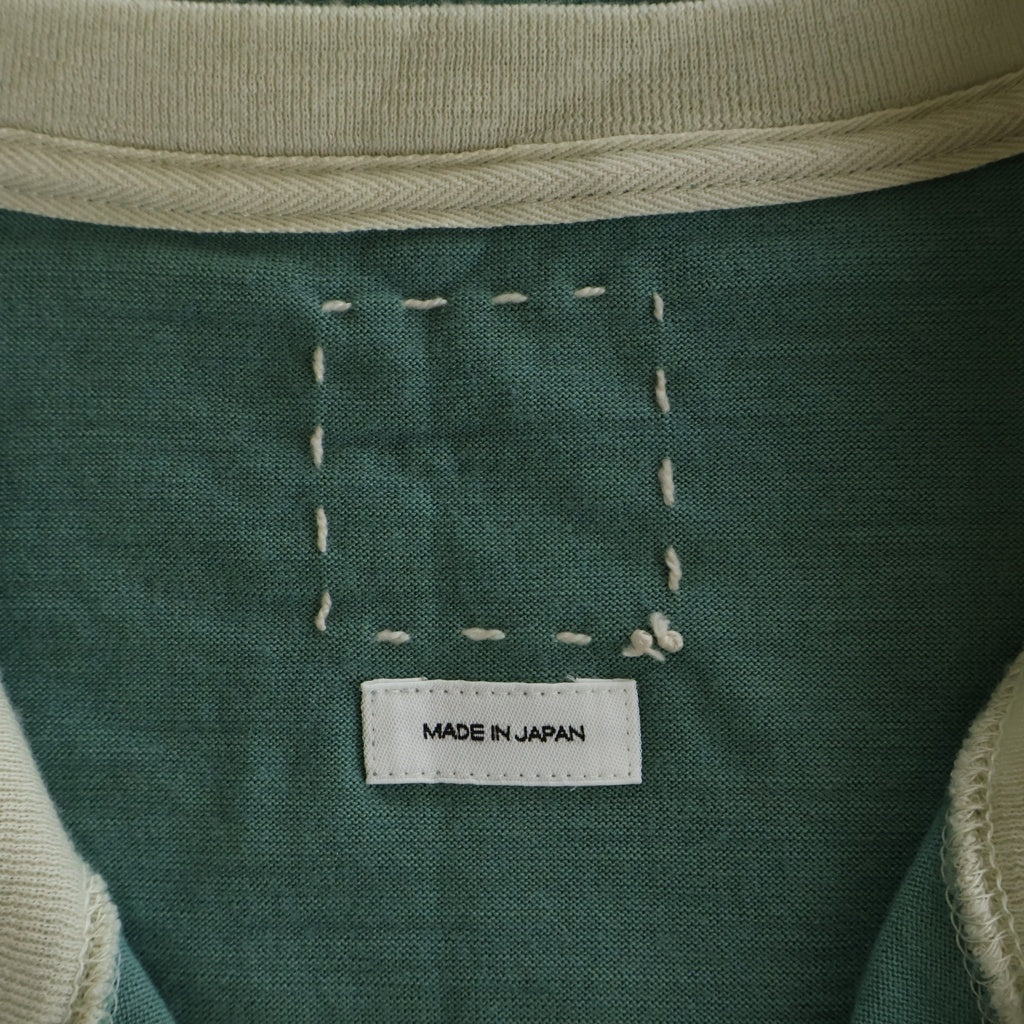 VISVIM(ヴィスヴィム) 25SS MERCKX CB ZIP P.O S/S チェッカー柄 ハーフジップ クルーネック半袖ニット グリーン 0125105010007