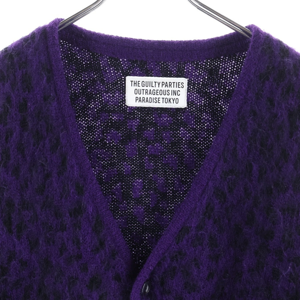 WACKO MARIA(ワコマリア) 22AW LEOPARD HEAVY MOHAIR CARDIGAN レオパード柄 ヘビー モヘア ニット カーディガン パープル 22FW-WMK-KN07