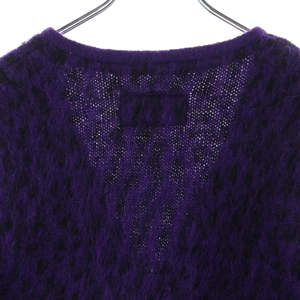 WACKO MARIA(ワコマリア) 22AW LEOPARD HEAVY MOHAIR CARDIGAN レオパード柄 ヘビー モヘア ニット カーディガン パープル 22FW-WMK-KN07