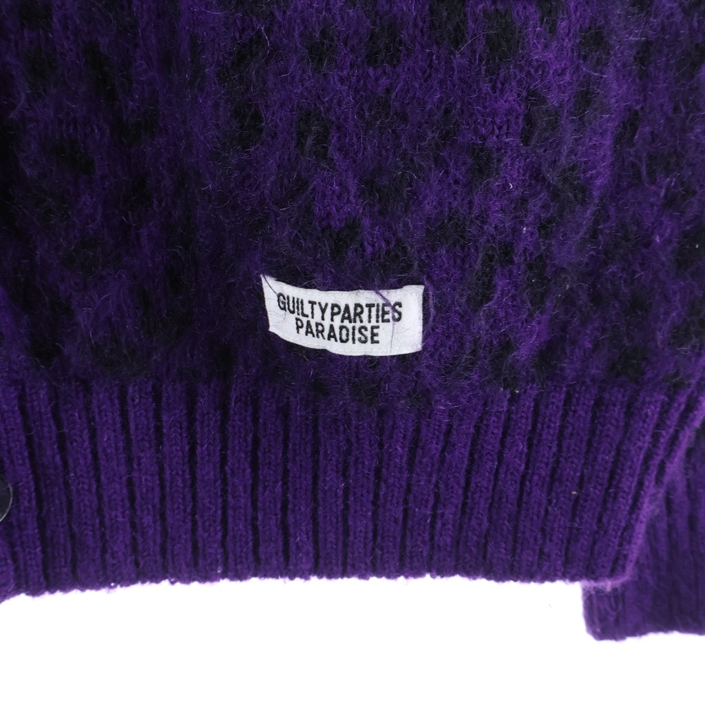 WACKO MARIA(ワコマリア) 22AW LEOPARD HEAVY MOHAIR CARDIGAN レオパード柄 ヘビー モヘア ニット カーディガン パープル 22FW-WMK-KN07