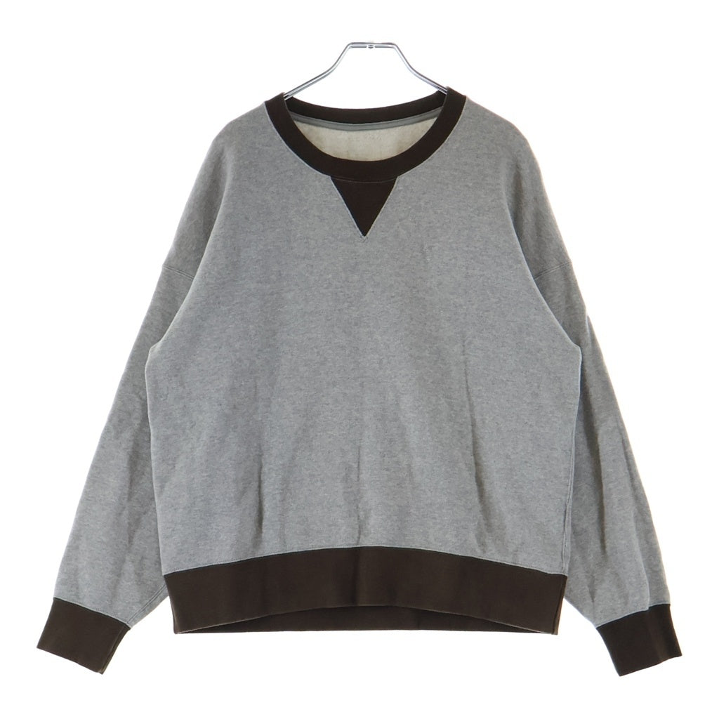 VISVIM(ヴィスヴィム) 25AW JUMBO SB SWEAT L/S N.D. ジャンボ エスビー クルーネックスウェット トレーナー グレー/ブラウン 0125405010004