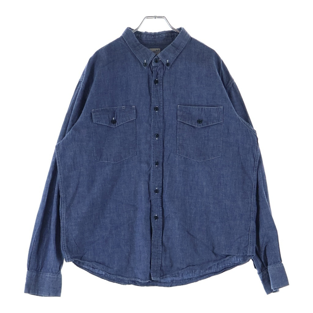 TENDERLOIN(テンダーロイン) T-CHAMBRAY SHT ボタンダウン コットンシャンブレー 長袖シャツ ブルー