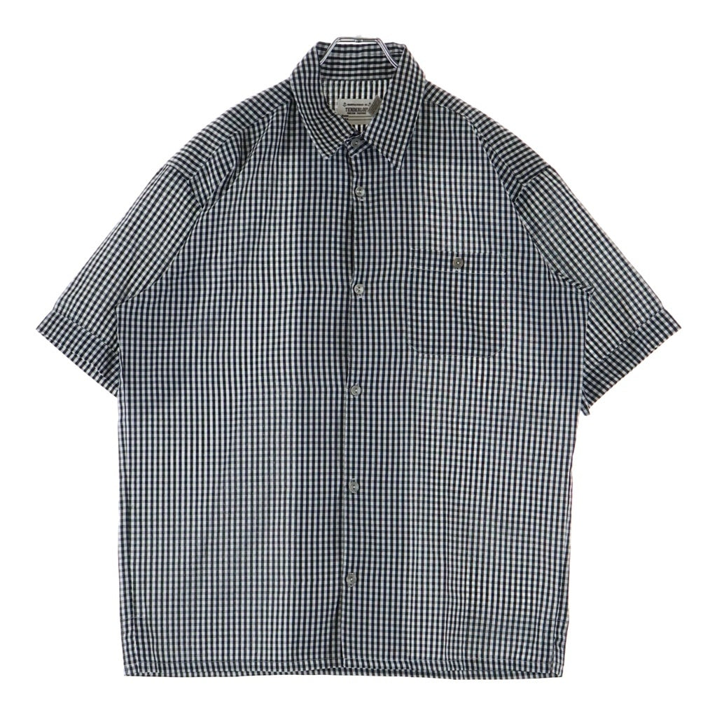 TENDERLOIN(テンダーロイン) CHECK SHIRT 初期 マリンタグ USA製 ギンガムチェック柄 ボックスカット 半袖シャツ ブラック/ホワイト