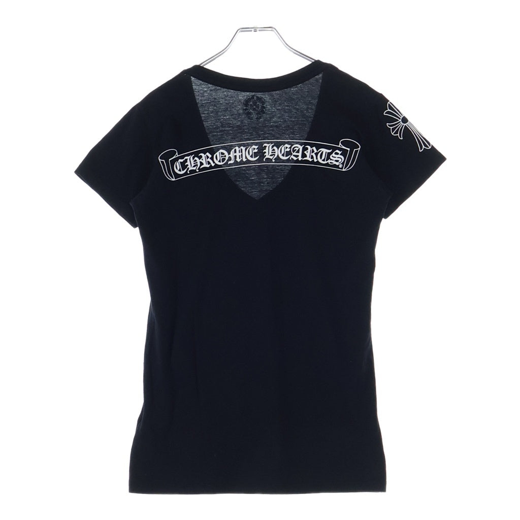 CHROME HEARTS(クロムハーツ) OLD HORSESHOE TEE オールド ホースシュープリント バックスクロールラベル VネックTシャツ 半袖カットソー レディース ブラック