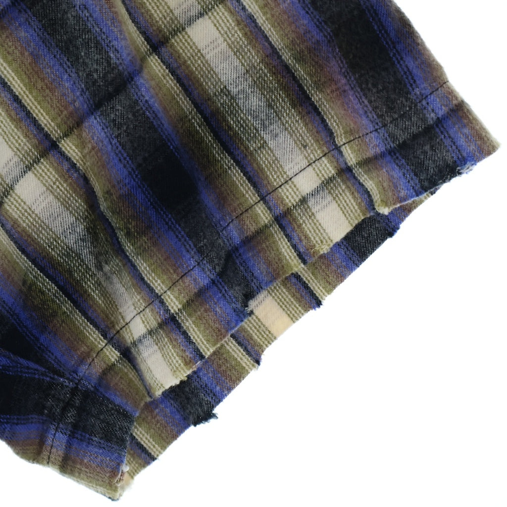 MAISON MIHARAYASUHIRO(メゾンミハラヤスヒロ) 26SS H/S CHECK SH W STICKER チェック柄 ステッカーパッチ スタッズ 半袖シャツ ブルー A16SH087