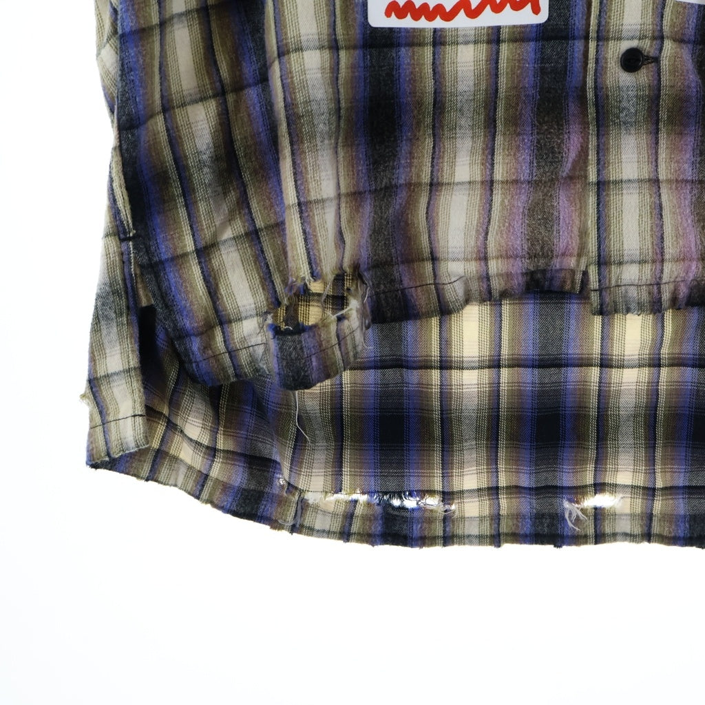 MAISON MIHARAYASUHIRO(メゾンミハラヤスヒロ) 26SS H/S CHECK SH W STICKER チェック柄 ステッカーパッチ スタッズ 半袖シャツ ブルー A16SH087