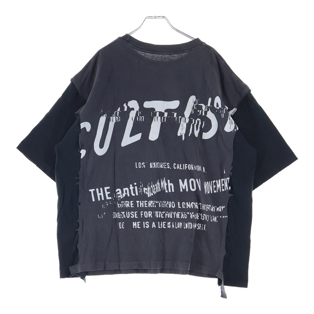 RRR123 RIVINGTON roi Rebis(リヴィントンロイレビス) LEFT OUT ENEMY L/S TEE レフトアウト エネミー 両面プリント ロングスリーブカットソー グレー