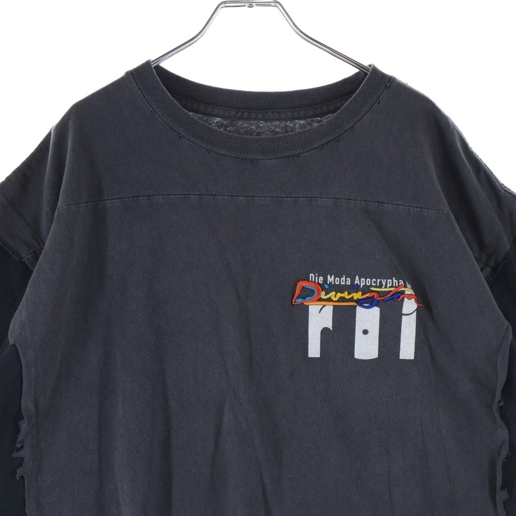 RRR123 RIVINGTON roi Rebis(リヴィントンロイレビス) LEFT OUT ENEMY L/S TEE レフトアウト エネミー 両面プリント ロングスリーブカットソー グレー