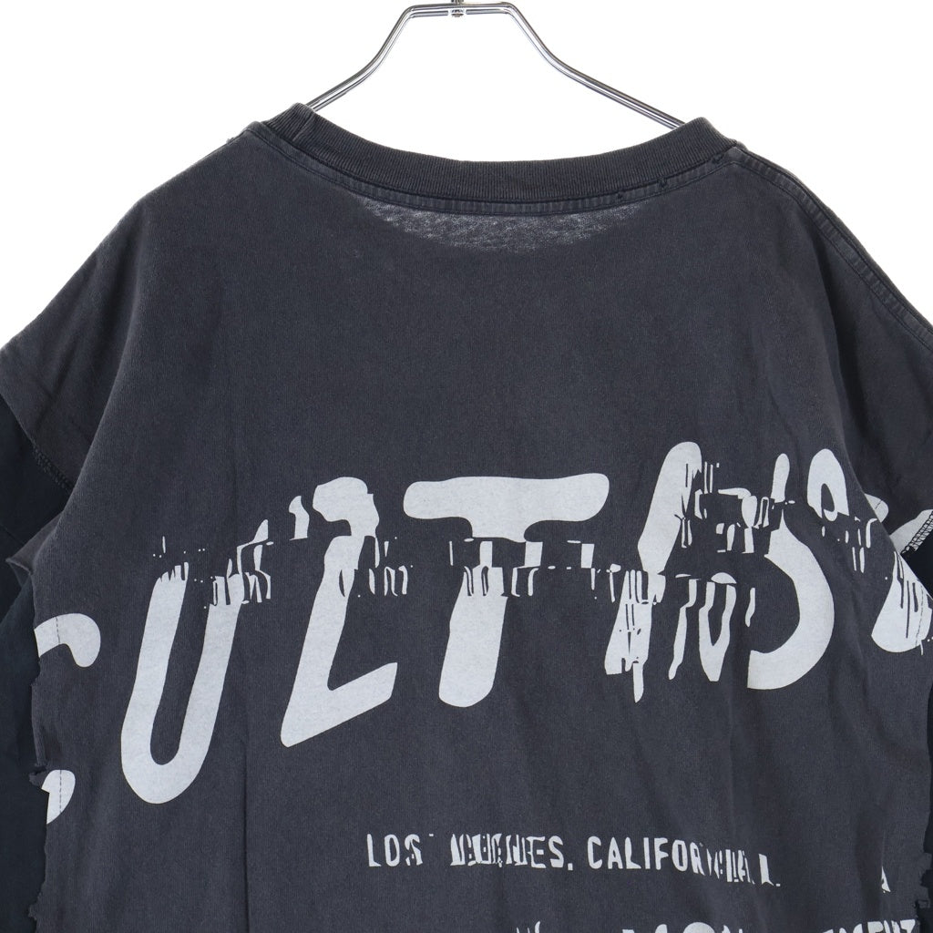 RRR123 RIVINGTON roi Rebis(リヴィントンロイレビス) LEFT OUT ENEMY L/S TEE レフトアウト エネミー 両面プリント ロングスリーブカットソー グレー
