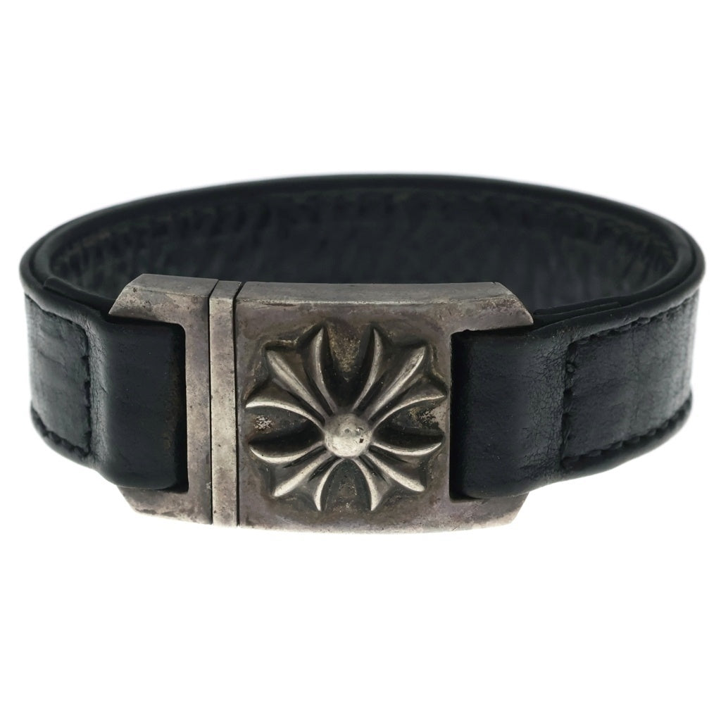 CHROME HEARTS(クロムハーツ) HARNESS CROSS BOX ハーネス クロスボックス レザーブレスレット シルバー/ブラック