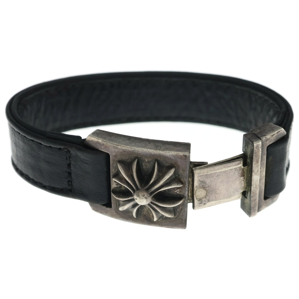 CHROME HEARTS(クロムハーツ) HARNESS CROSS BOX ハーネス クロスボックス レザーブレスレット シルバー/ブラック