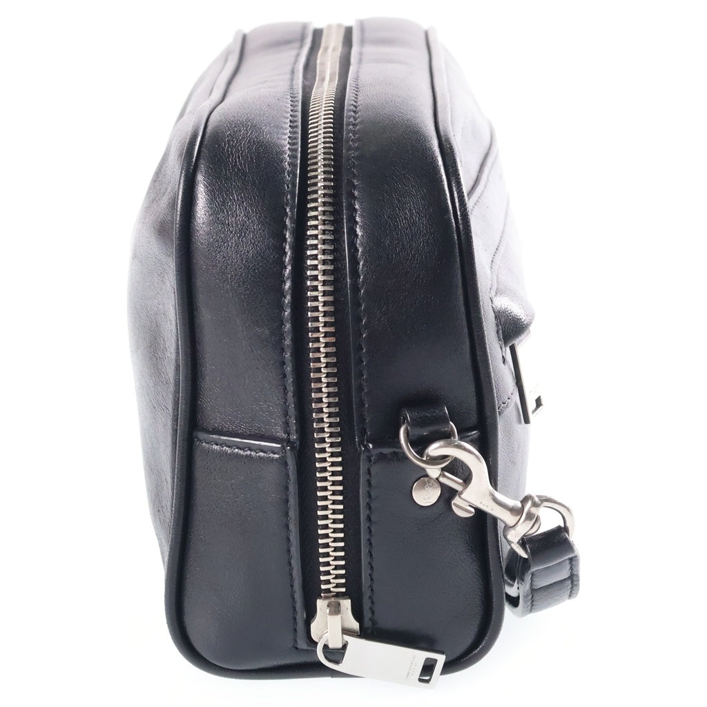 SAINT LAURENT PARIS(サンローランパリ) ストラップ付き レザー セカンドバッグ ポーチ グルーミングケース ブラック 635166