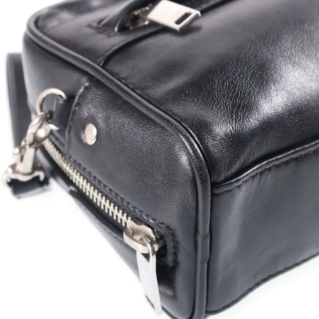 SAINT LAURENT PARIS(サンローランパリ) ストラップ付き レザー セカンドバッグ ポーチ グルーミングケース ブラック 635166