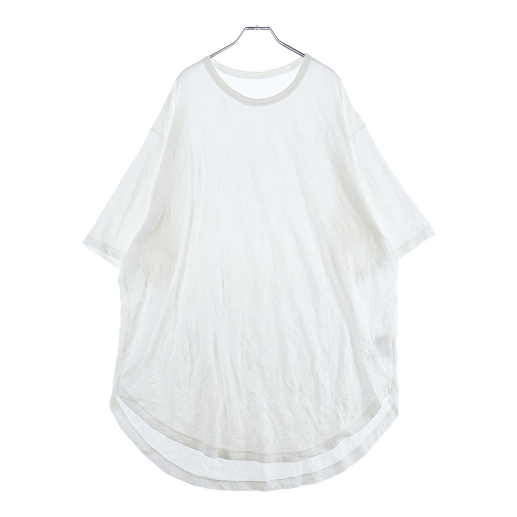 Ground Y(グラウンドワイ) CATCH WASHER HEM ROUND JUMBO T-SHIRT SHORT SLEEVES キャッチ ワッシャー ヘム ラウンド ジャンボ 半袖Tシャツ カットソー ホワイト GA-T05-042