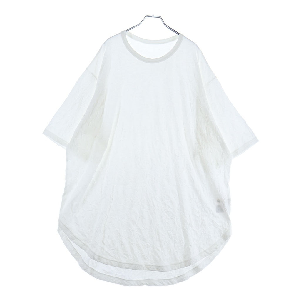 Ground Y(グラウンドワイ) CATCH WASHER HEM ROUND JUMBO T-SHIRT SHORT SLEEVES キャッチ ワッシャー ヘム ラウンド ジャンボ 半袖Tシャツ カットソー ホワイト GA-T05-042