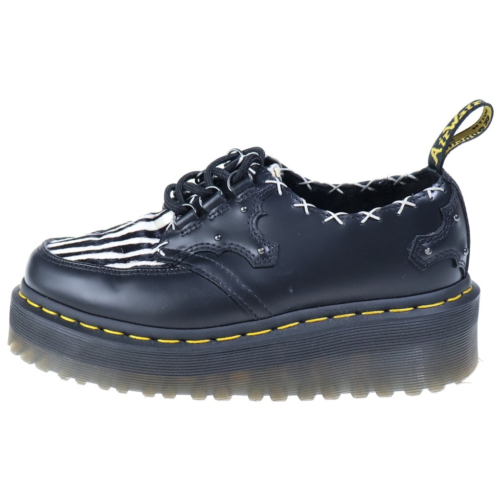 Dr.Martens(ドクターマーチン) RAMSEY QUAD ラムゼイクアッド 3ホール ゼブラ柄ヘアオンレザーシューズ レディース ブラック/ホワイト 31679195