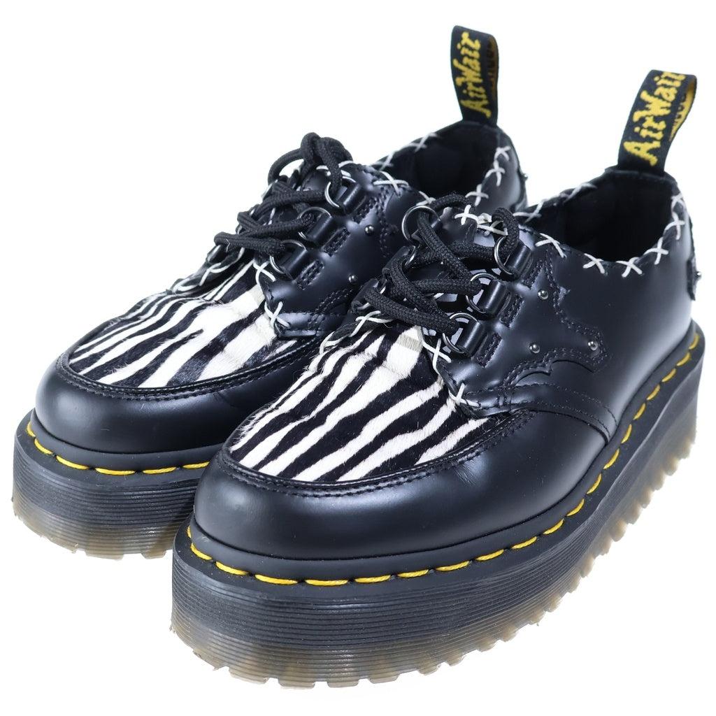 Dr.Martens(ドクターマーチン) RAMSEY QUAD ラムゼイクアッド 3ホール ゼブラ柄ヘアオンレザーシューズ レディース ブラック/ホワイト 31679195