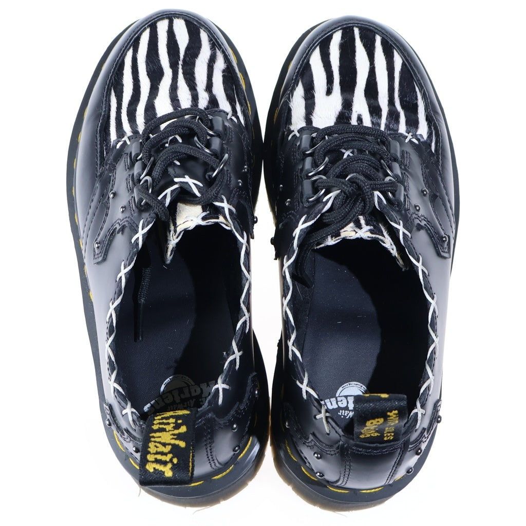 Dr.Martens(ドクターマーチン) RAMSEY QUAD ラムゼイクアッド 3ホール ゼブラ柄ヘアオンレザーシューズ レディース ブラック/ホワイト 31679195