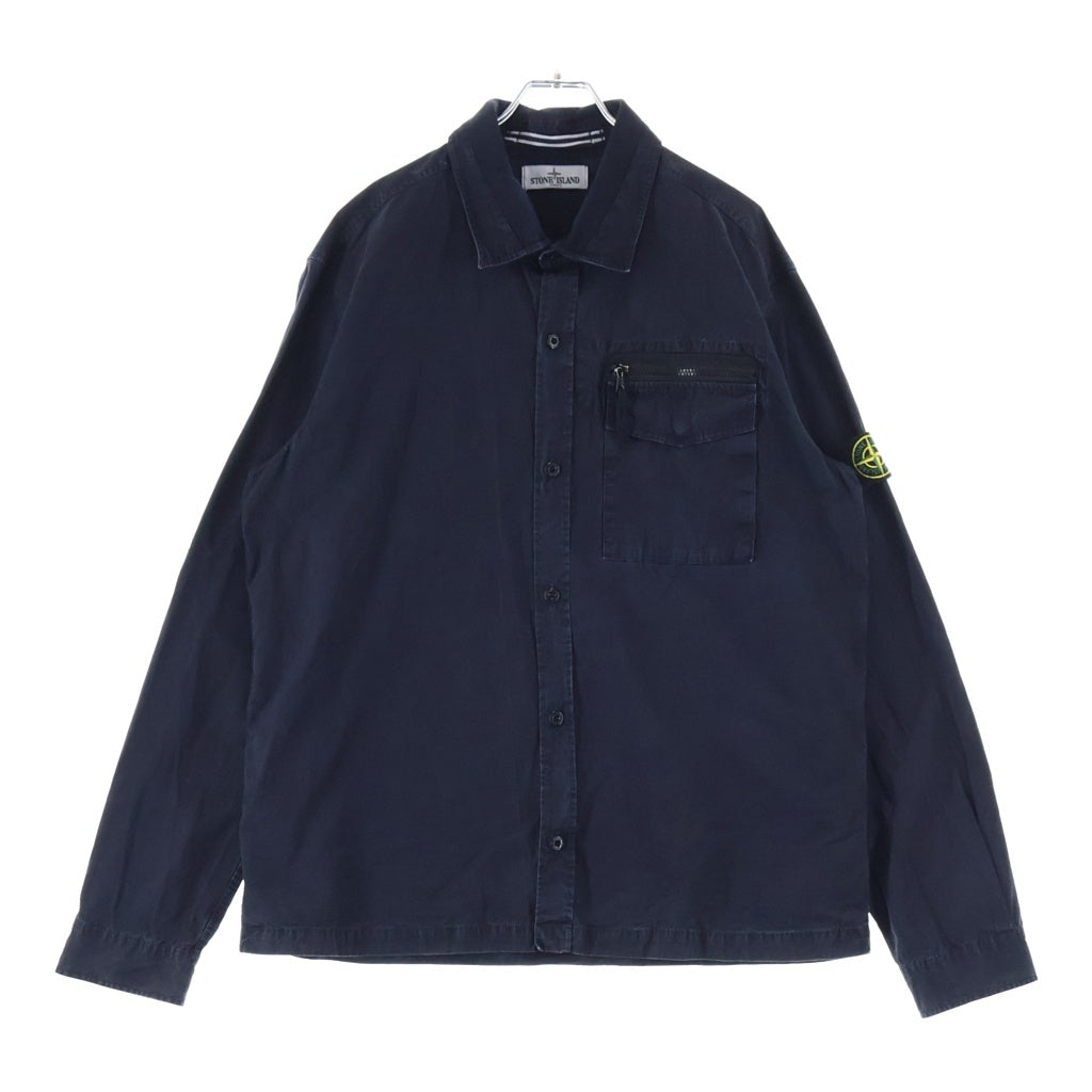 STONE ISLAND(ストーンアイランド) 12AW TELA COTTON POCKET OVERSHIRT テラ コットン ポケット オーバー 長袖シャツ ネイビー 5715110KN