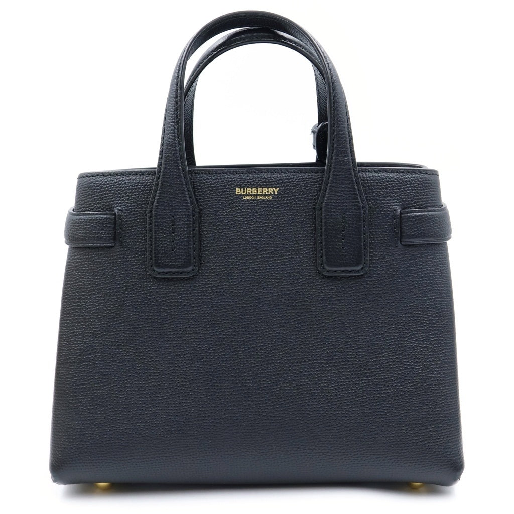 BURBERRY(バーバリー) スモールバナーハウスチェック レザー 2WAY ショルダー ハンドバッグ ブラック 8068556 レディース