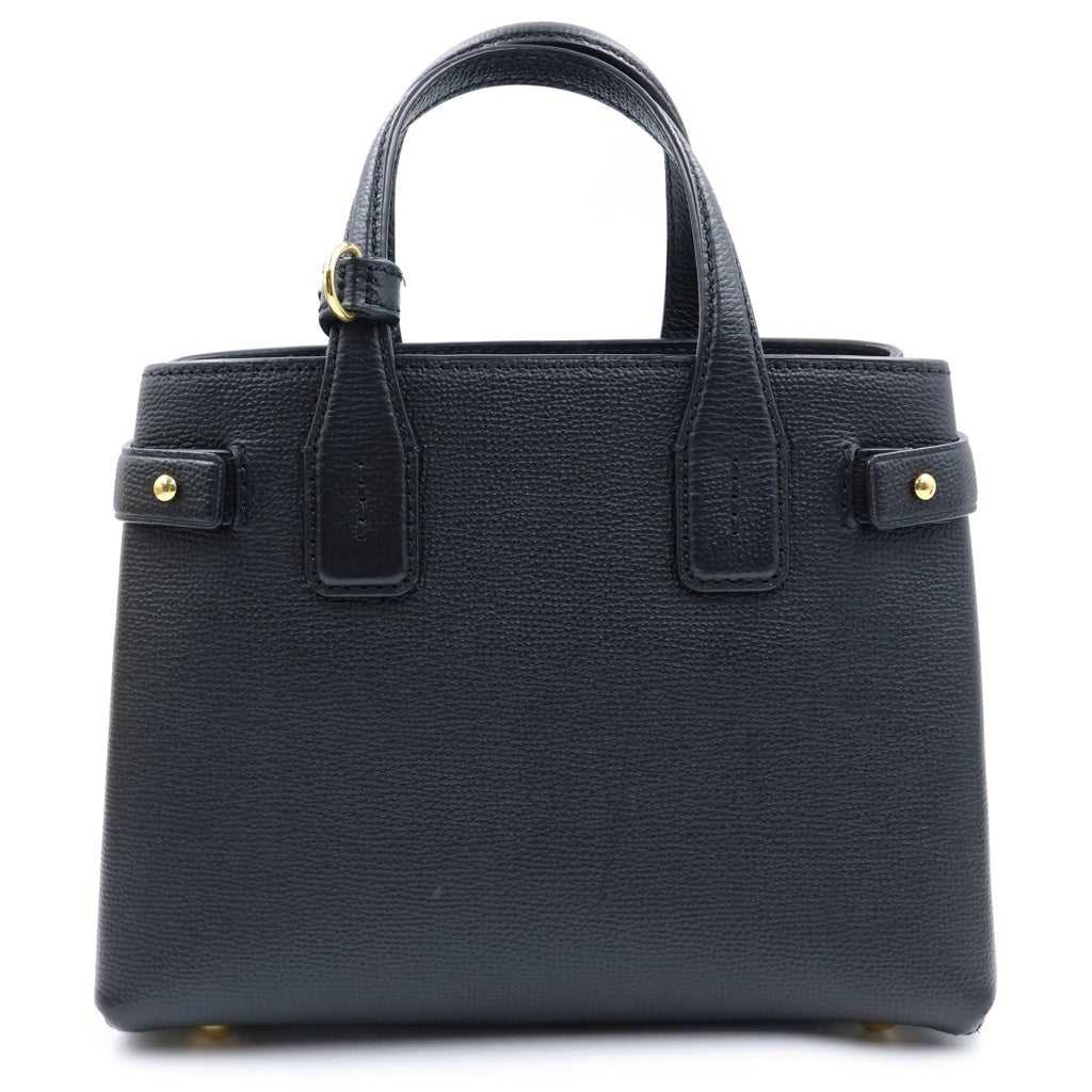 BURBERRY(バーバリー) スモールバナーハウスチェック レザー 2WAY ショルダー ハンドバッグ ブラック 8068556 レディース