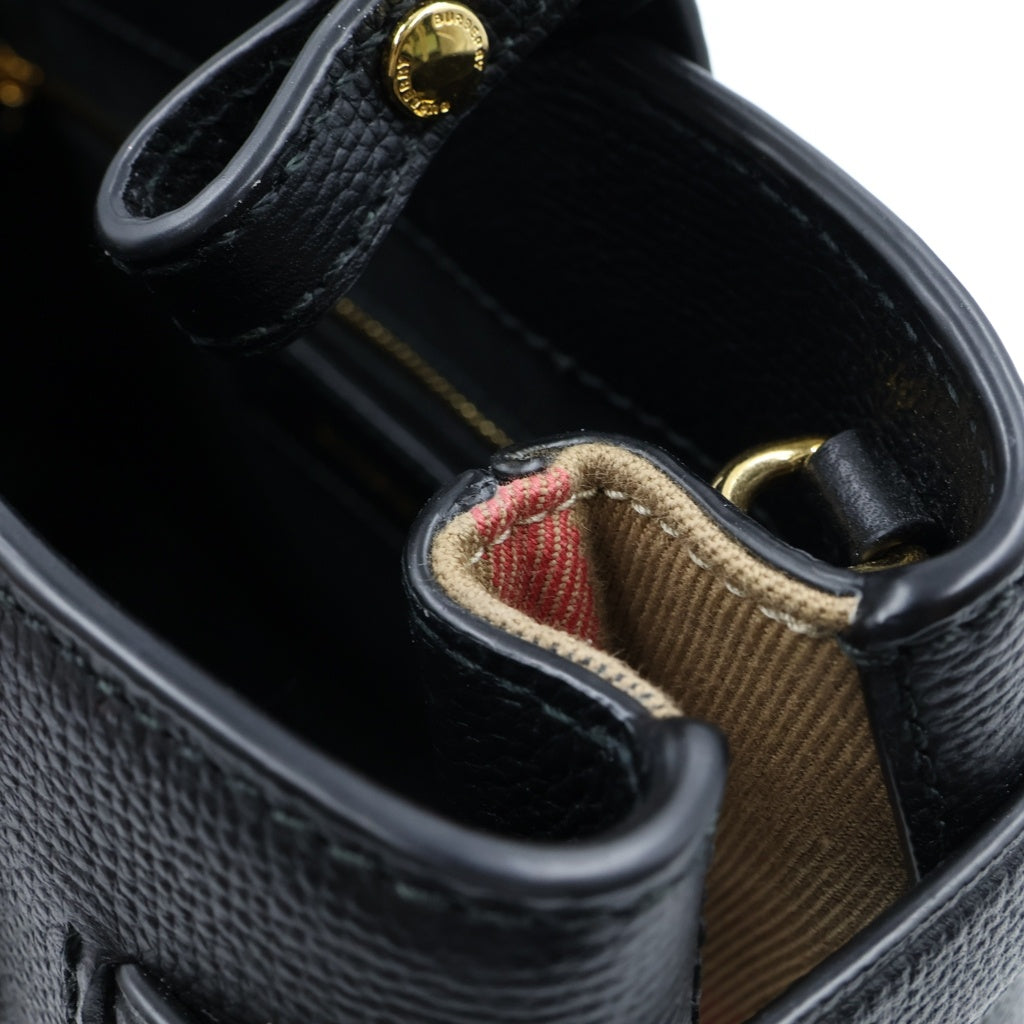 BURBERRY(バーバリー) スモールバナーハウスチェック レザー 2WAY ショルダー ハンドバッグ ブラック 8068556 レディース