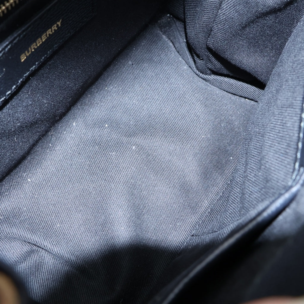 BURBERRY(バーバリー) スモールバナーハウスチェック レザー 2WAY ショルダー ハンドバッグ ブラック 8068556 レディース