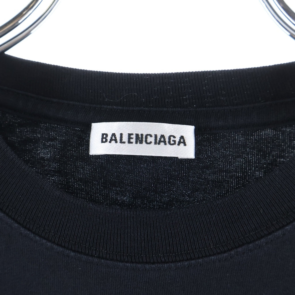 BALENCIAGA(バレンシアガ) ロゴプリント クルーネック半袖Tシャツ カットソー レディース ブラック 556107 TYK28