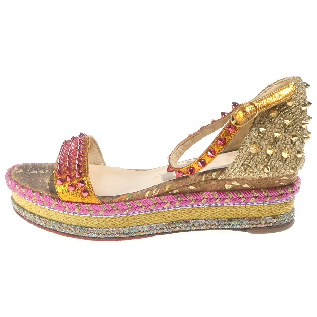 CHRISTIAN LOUBOUTIN(クリスチャンルブタン) マドモニカ ウェッジソール スパイクスタッズ サンダル レディース マルチカラー