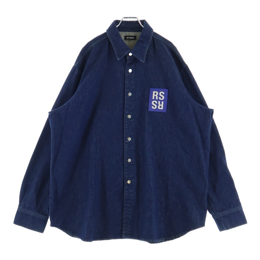 RAF SIMONS(ラフシモンズ) 21AW STRAIGHT FIT DENIM SHIRT RSロゴパッチ付 オーバーサイズ ストレートフィット デニム 長袖シャツ インディゴ 212-M242