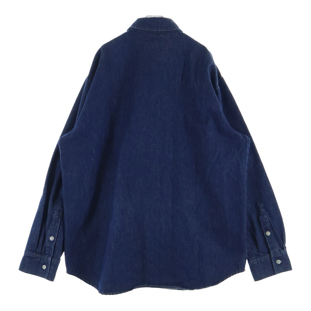 RAF SIMONS(ラフシモンズ) 21AW STRAIGHT FIT DENIM SHIRT RSロゴパッチ付 オーバーサイズ ストレートフィット デニム 長袖シャツ インディゴ 212-M242