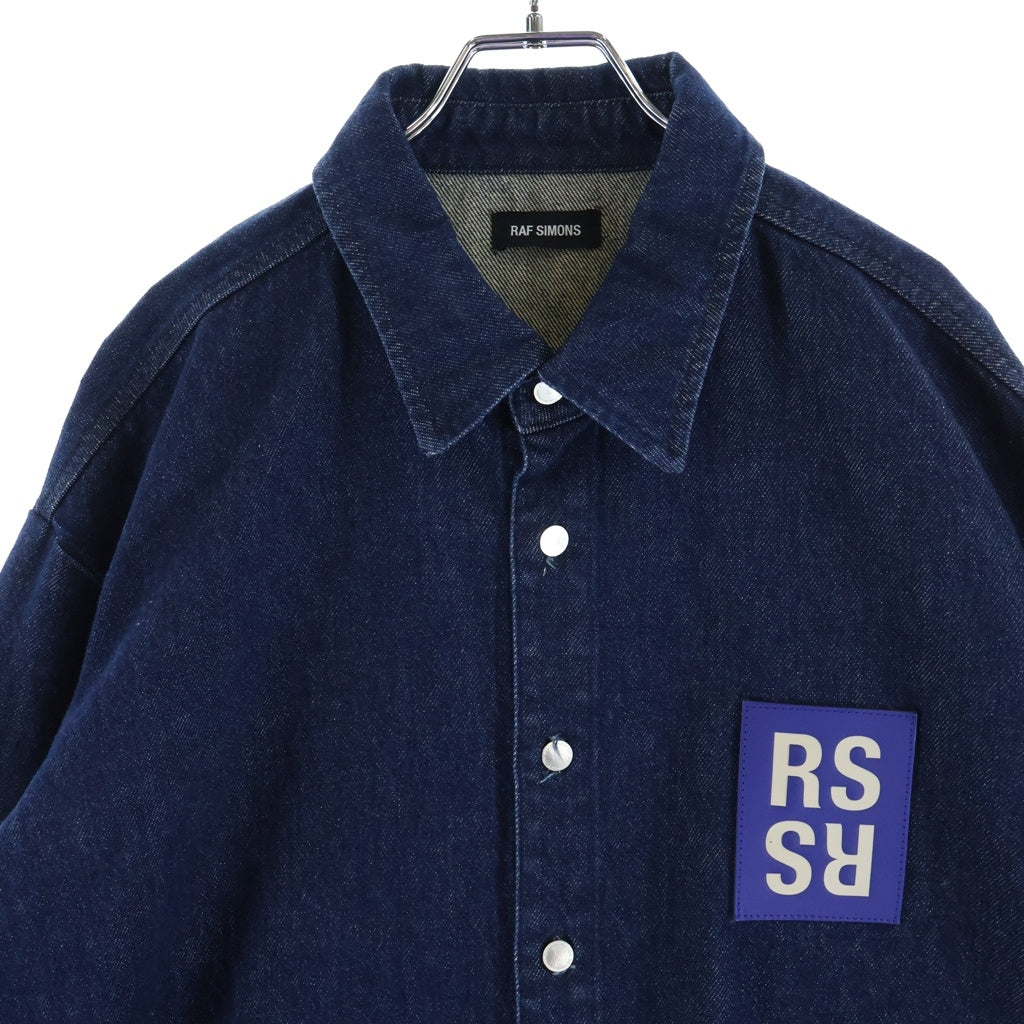 RAF SIMONS(ラフシモンズ) 21AW STRAIGHT FIT DENIM SHIRT RSロゴパッチ付 オーバーサイズ ストレートフィット デニム 長袖シャツ インディゴ 212-M242