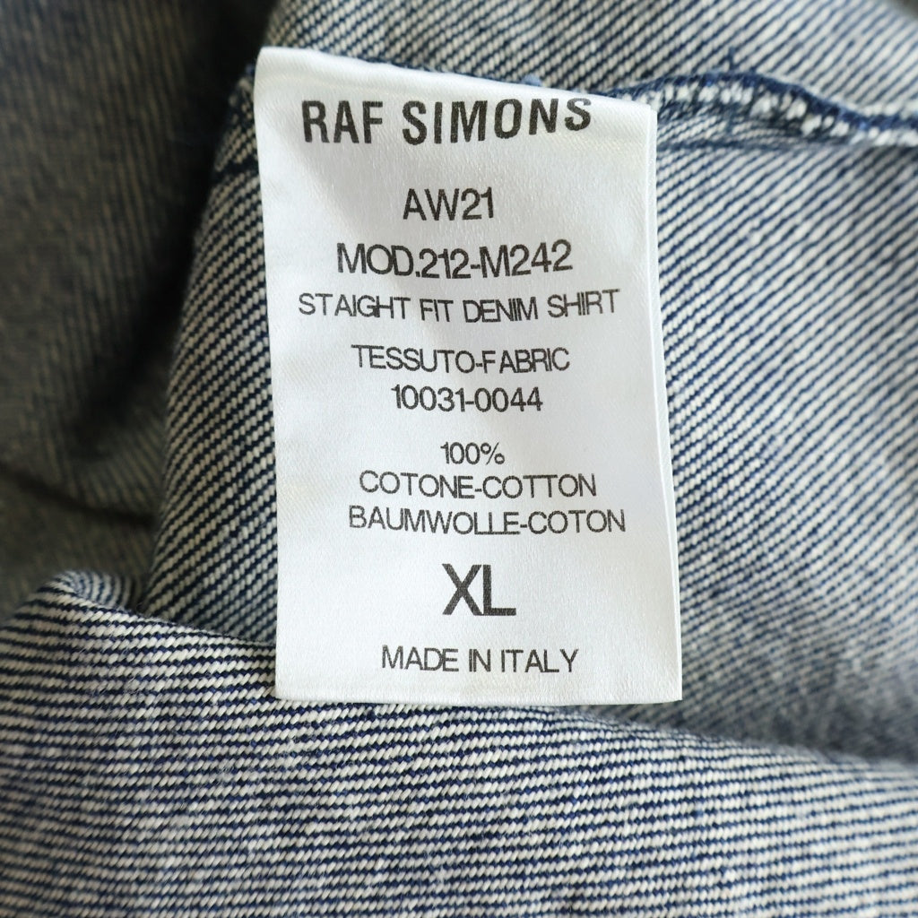 RAF SIMONS(ラフシモンズ) 21AW STRAIGHT FIT DENIM SHIRT RSロゴパッチ付 オーバーサイズ ストレートフィット デニム 長袖シャツ インディゴ 212-M242