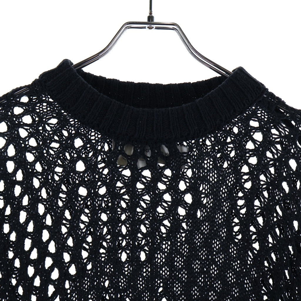 Feng Chen Wang(フェン チェン ワン) KNIT SWEATER ローゲージ メッシュコットンニット セーター ブラック 7874140208