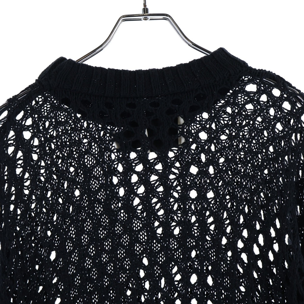 Feng Chen Wang(フェン チェン ワン) KNIT SWEATER ローゲージ メッシュコットンニット セーター ブラック 7874140208