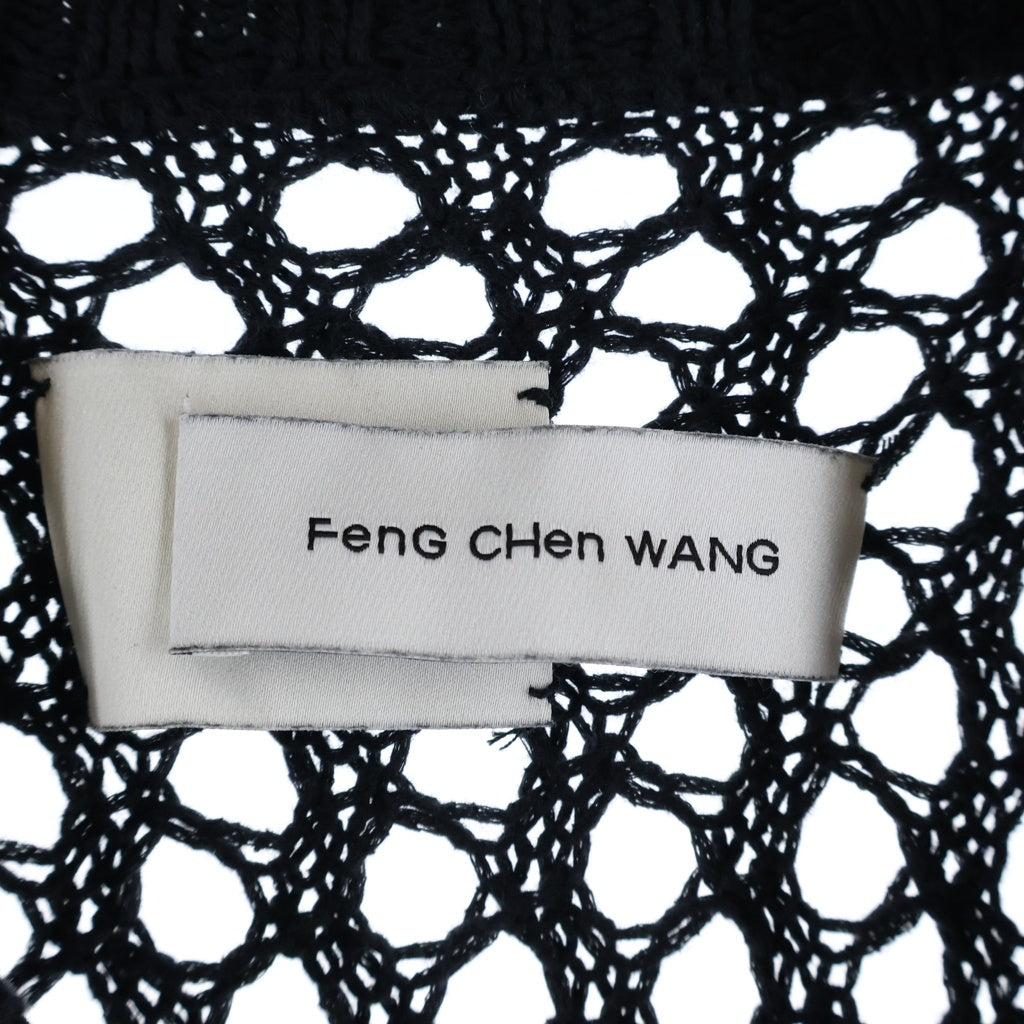 Feng Chen Wang(フェン チェン ワン) KNIT SWEATER ローゲージ メッシュコットンニット セーター ブラック 7874140208