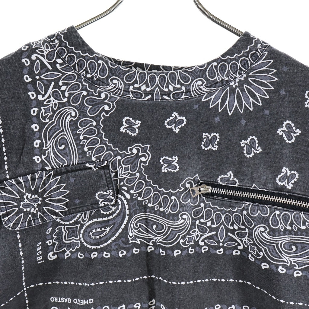 Sacai(サカイ) 23SS GHETTO GASTRO BANDANA PRINT PULLOVER ゲットー ガストロ バンダナプリント クルーネック 半袖プルオーバーシャツ ブラック 23-0639S