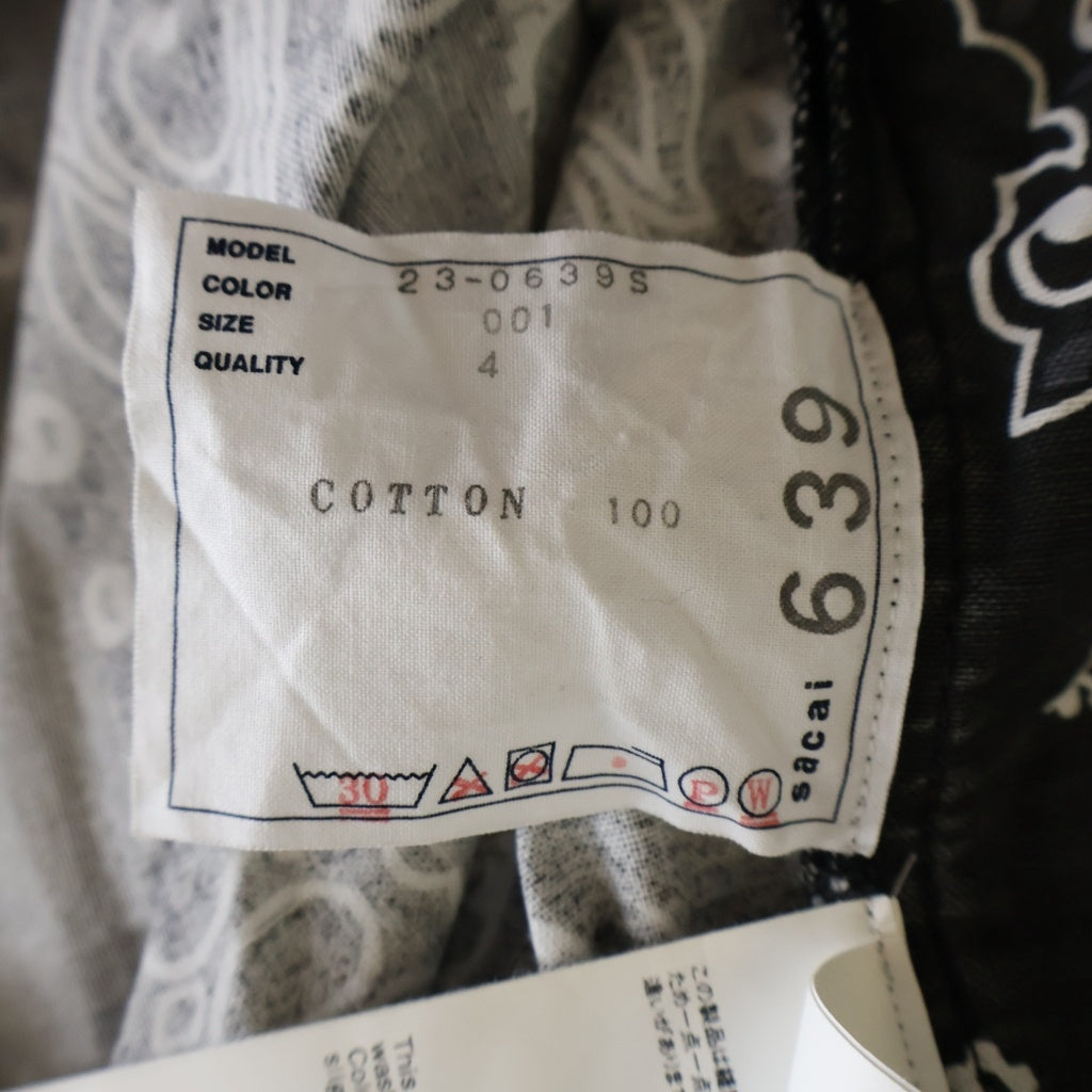 Sacai(サカイ) 23SS GHETTO GASTRO BANDANA PRINT PULLOVER ゲットー ガストロ バンダナプリント クルーネック 半袖プルオーバーシャツ ブラック 23-0639S